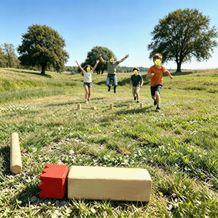 Kubb Spiel im Freien | Wurfspiel mit Tragetasche | Kegelspiel | Gummi Holz Garten Rasen Spiele | Wur