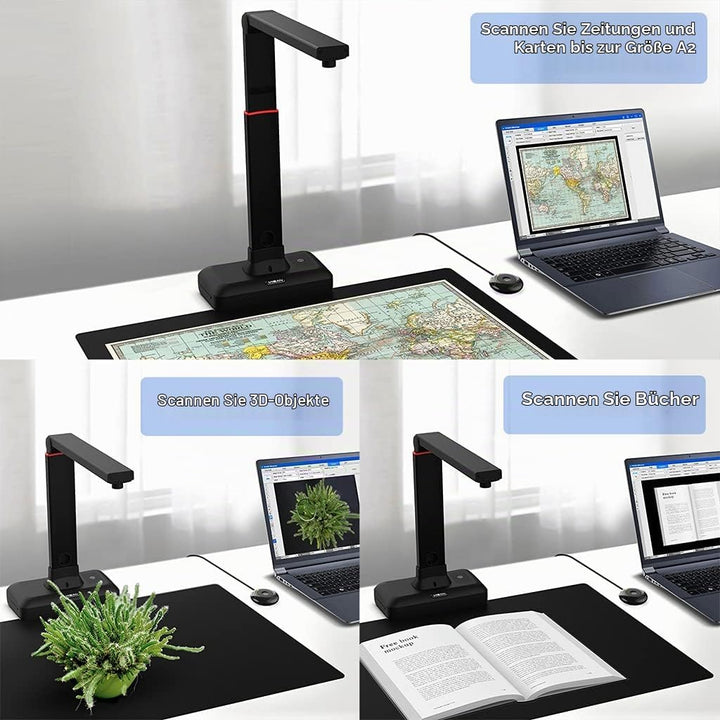 VIISAN Dokumentenscanner - 27MP Buchscanner mit Scan Max A2, ideal für grosse Periodika, Bücher und