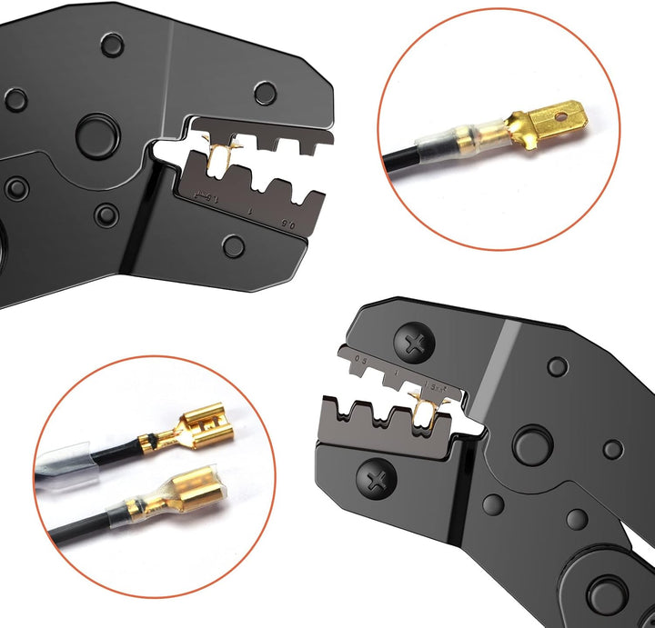 Crimpzange Flachstecker, Crimpzange Flachsteckhülsen Set Preciva Crimpwerkzeug mit 300 stück Flachst