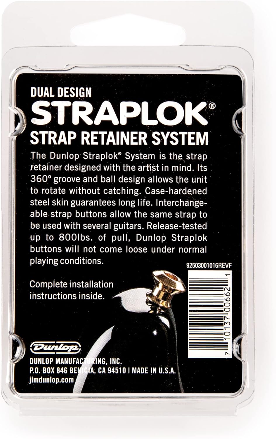 Jim Dunlop Straplok Dual - Messing 2 Stück Gürtelbefestigung, Messing