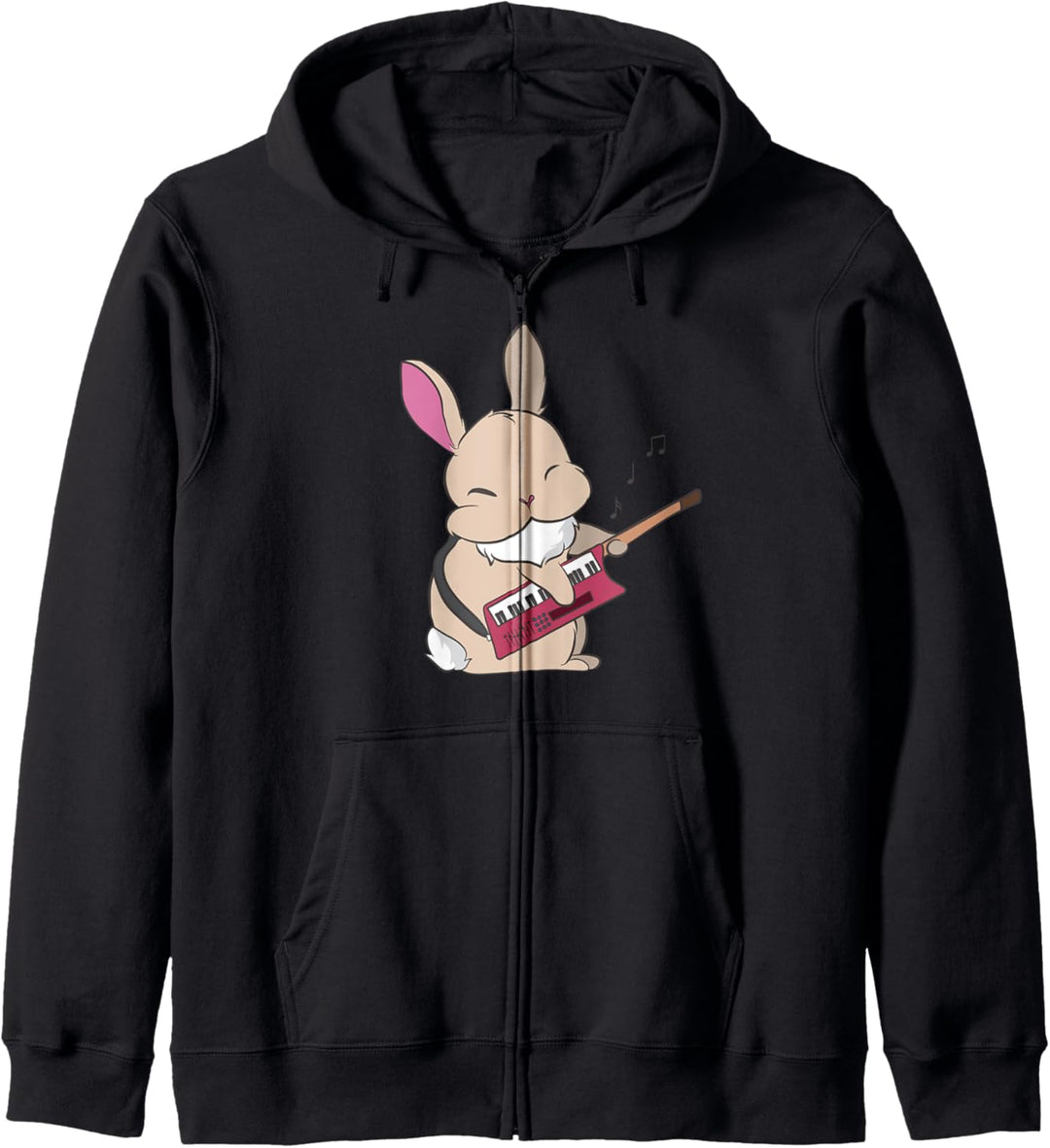 Hase spielt Keyboard Kaninchen Musik Kapuzenjacke