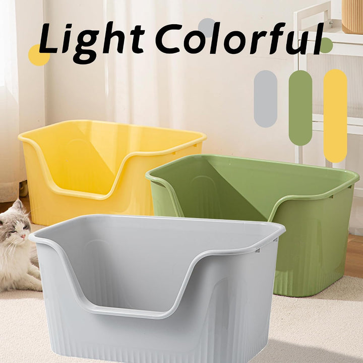 Vealind Offen Katzenklo XL, Katzentoilette Hoher Rand, 55x40x26cm Gross Katzenklo, katzentoiletten E