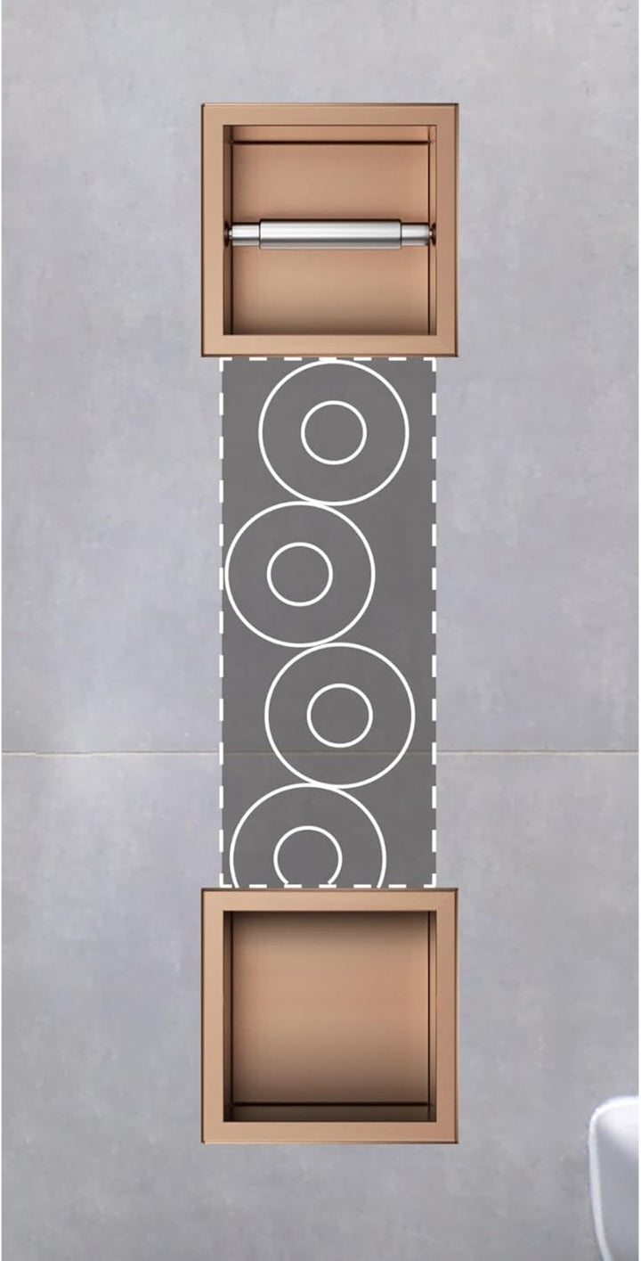 Balneo Toilettenpapierhalter mit Magazin für 6 Rollen, Kupfer, Edelstahl, 74x20,8x14,75 cm, Einbaumo