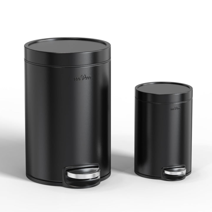 mVm Round Step Kitchen Bin with Lid,3+12L Stainless Steel Pedal Rubbish Bin,Bathroom Home Office Gar