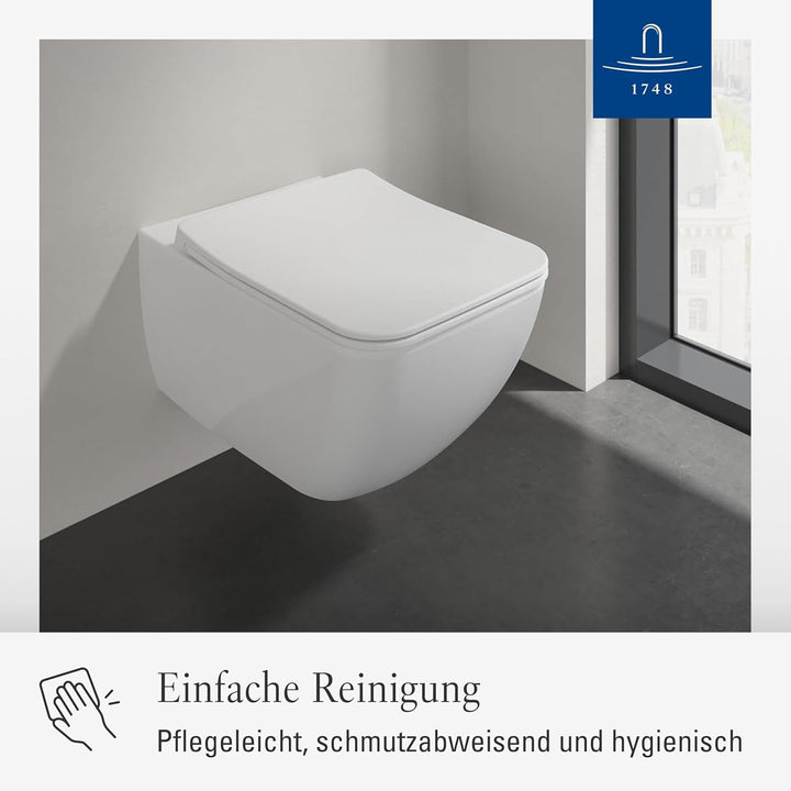 Villeroy & Boch Venticello WC-Sitz SlimSeat - Toilettendeckel mit Absenkautomatik - Abnehmbarer, bru