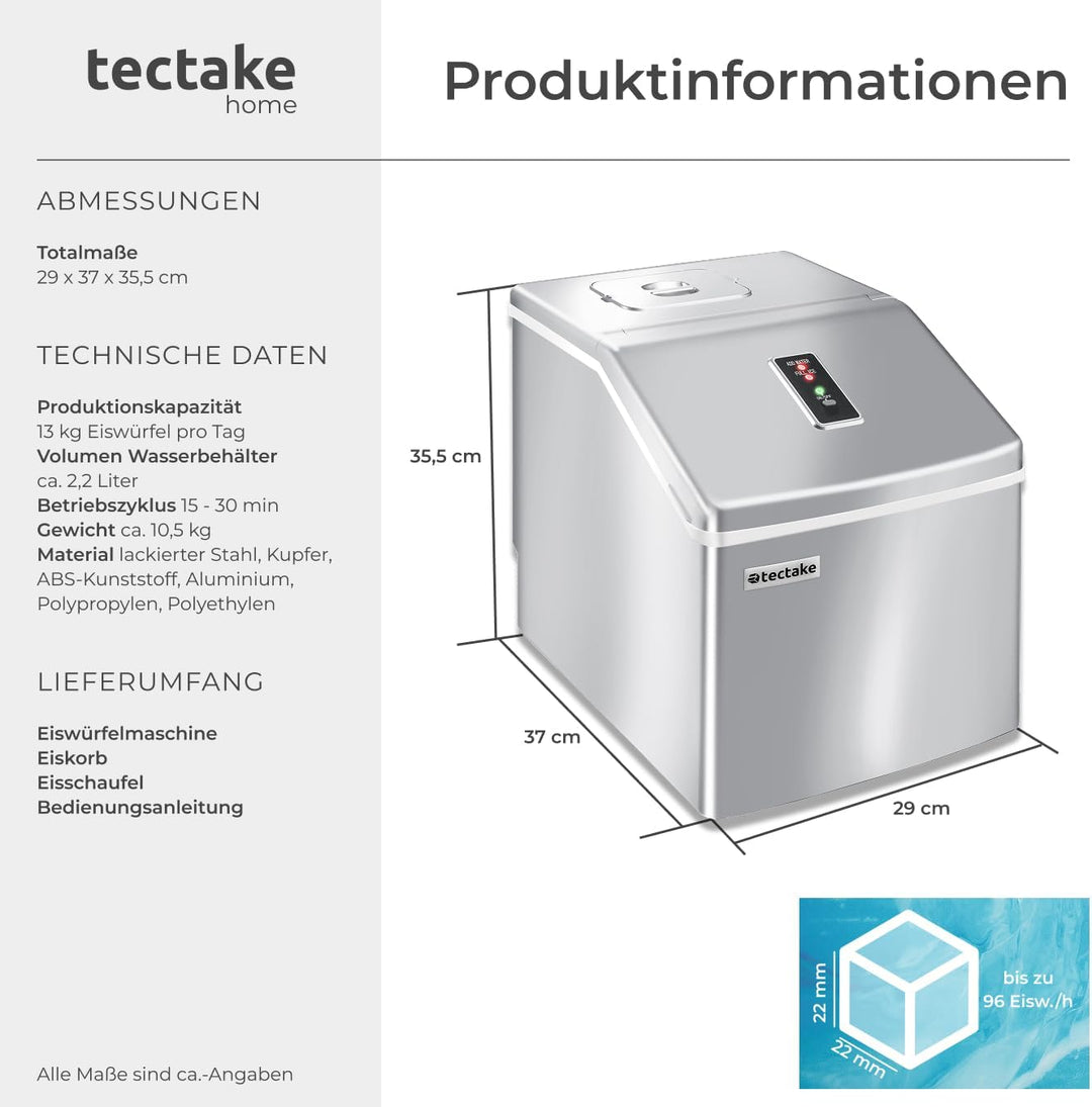 TecTake Profi Eiswürfelmaschine für klare