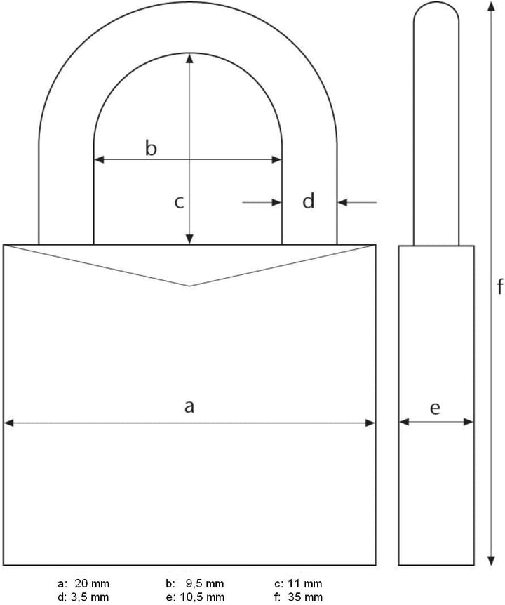 ABUS Vorhängeschloss 45/20 aus Messing - 2er Set - für Spinde, Werkzeugkisten, Koffer - 11819 - ABUS