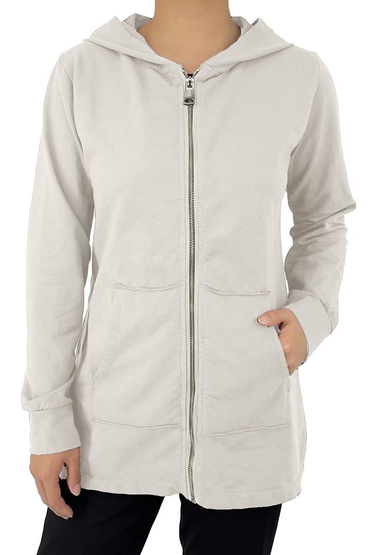 JOPHY & CO. Langes Sweatshirt für Frauen mit Kapuze, Reissverschluss und Taschen (cod. 9047) XS Beig