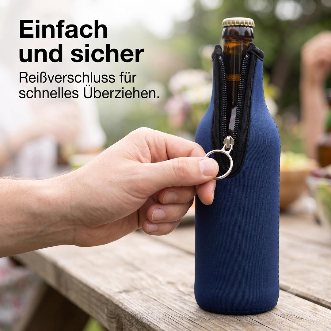 Yosuagr 6er 500ml Verdickter Flaschenkühler Bierkühler mit Reissverschluss | Neopren Bierflaschenküh