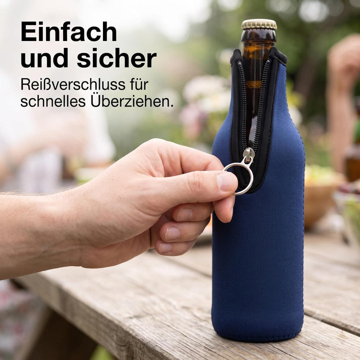 Yosuagr 6er 500ml Verdickter Flaschenkühler Bierkühler mit Reissverschluss | Neopren Bierflaschenküh