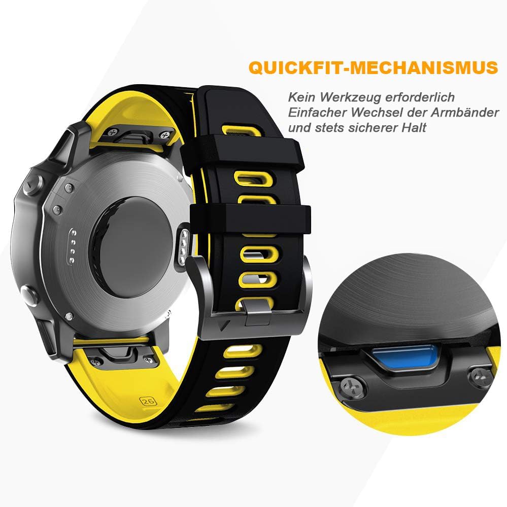 NotoCity Armband für Garmin Fenix 6x/6x Pro/5x/5x Plus/7x/7x Pro, Quickfit 26mm Uhrenarmband für Gar