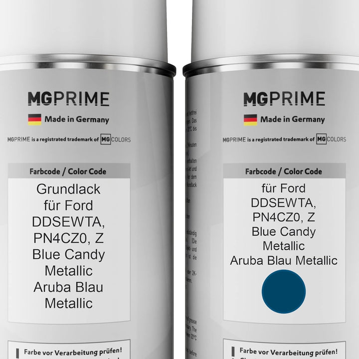 MG PRIME Autolack Sprühdosen Set für Ford DDSEWTA / PN4CZ0 / Z Blue Candy Metallic/Aruba Blau Metall