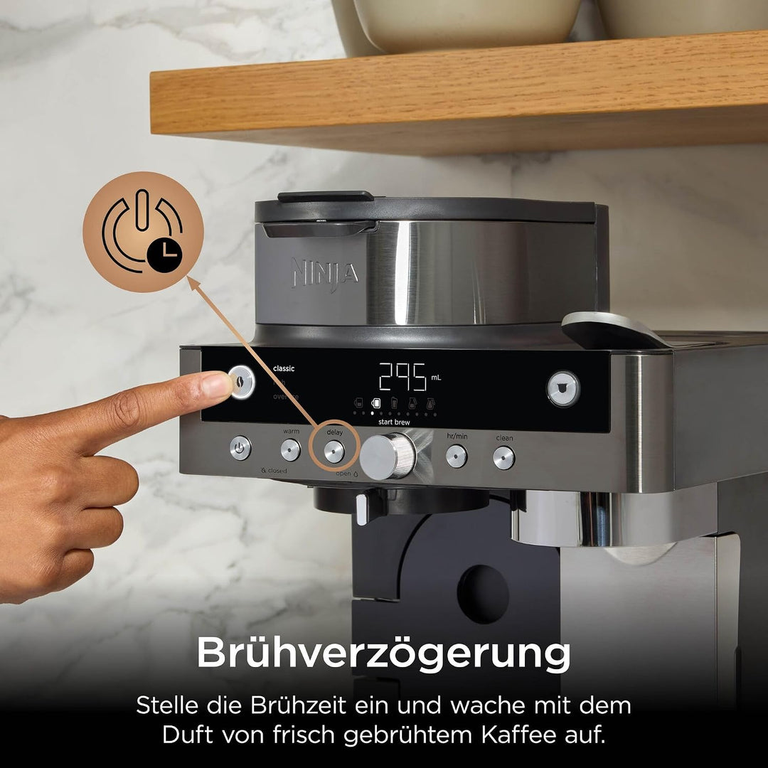Ninja Prestige 2-in-1 Filterkaffee- und Kapselmaschine mit integriertem Milchaufschäumer, für Latte,