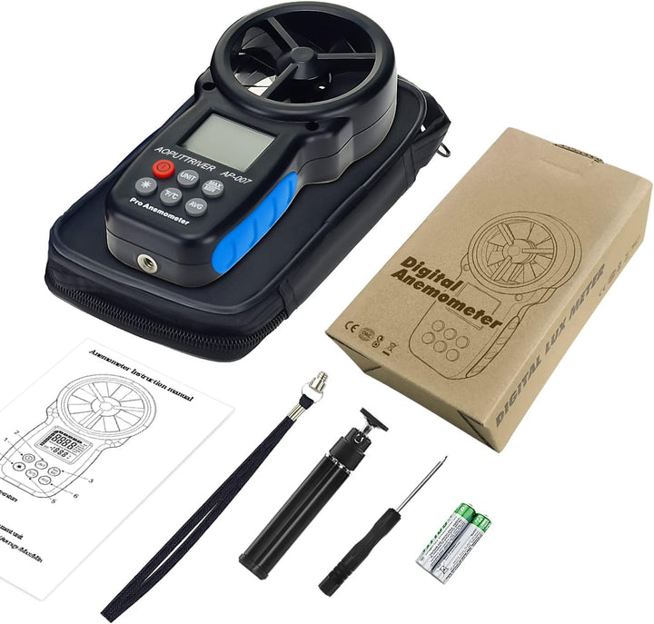 Windmesser Digital Windmessgerät AP-007 Handheld Anemometer 0.3~30m/s mit Manueller/Automatischer Ab