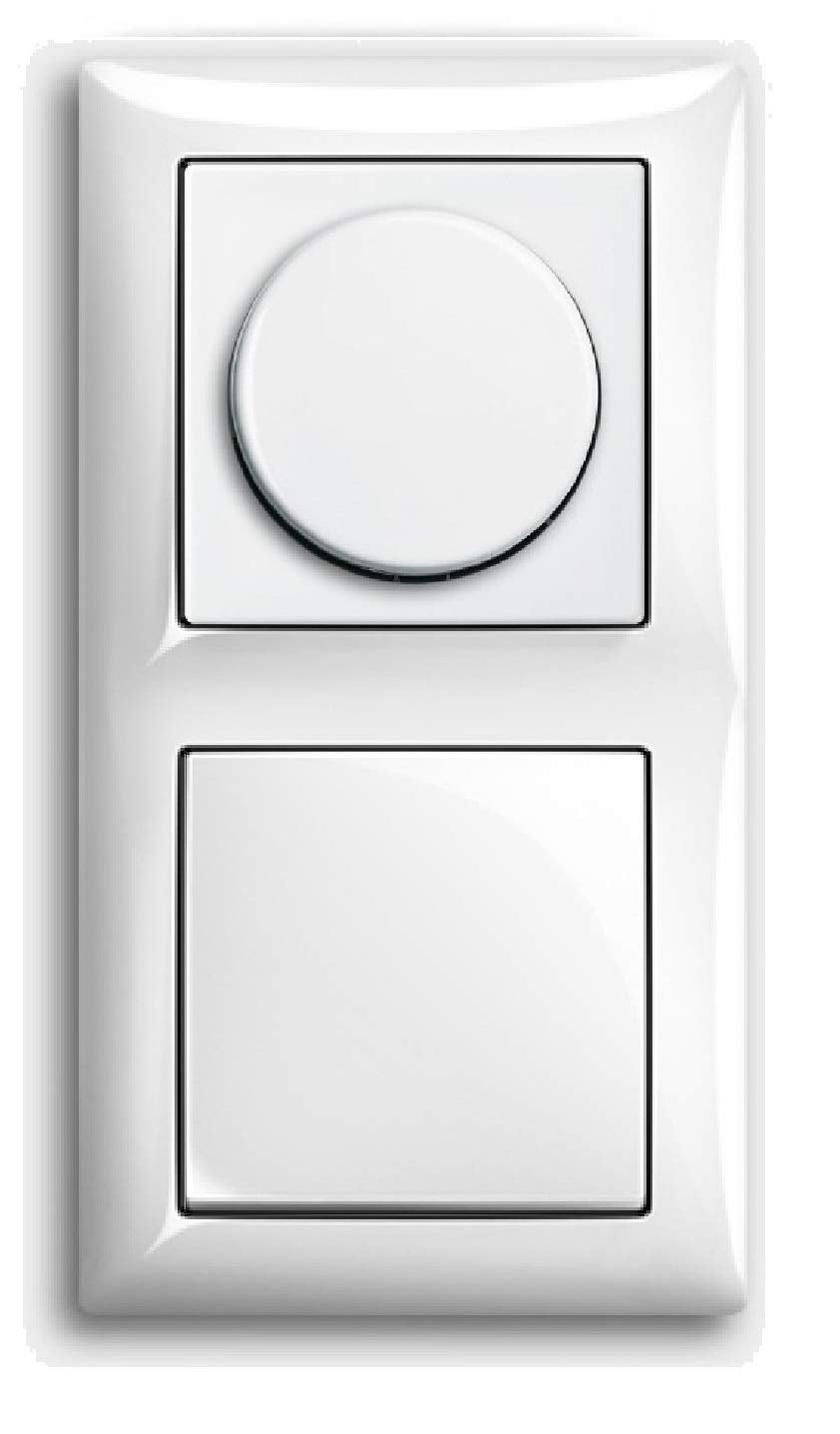 EBROM® Komplettset LED Dimmer/Drehdimmer + Busch Jäger Balance Si alpinweiss Rahmen, Dimmerscheibe,