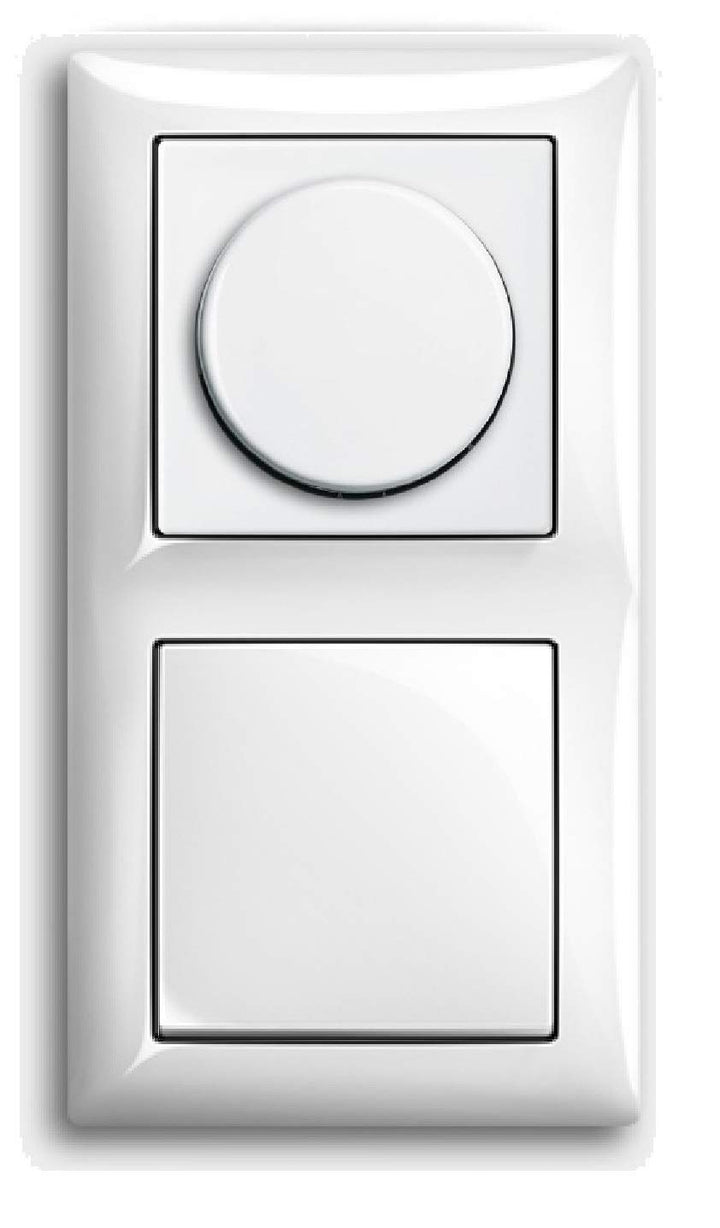 EBROM® Komplettset LED Dimmer/Drehdimmer + Busch Jäger Balance Si alpinweiss Rahmen, Dimmerscheibe,