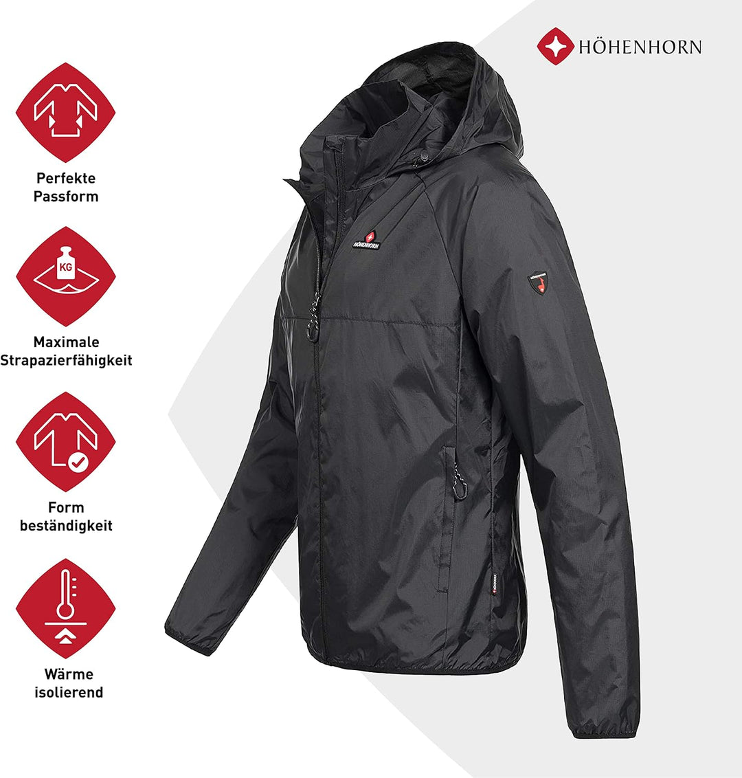 Höhenhorn Rigi Regenjacke für Herren, atmungsaktiv, wetterfest, hochwertig, für alle Jahreszeiten S