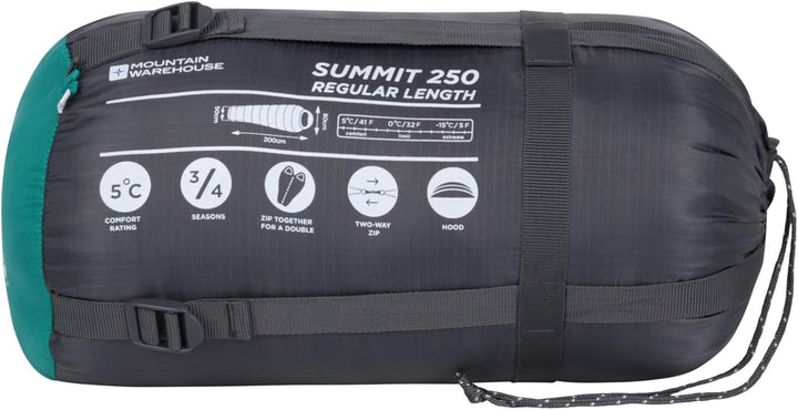 Mountain Warehouse Summit 250 Schlafsack - 3/4 Saison Isolierter & Mumienförmiger Schlafsack, 22cmX4