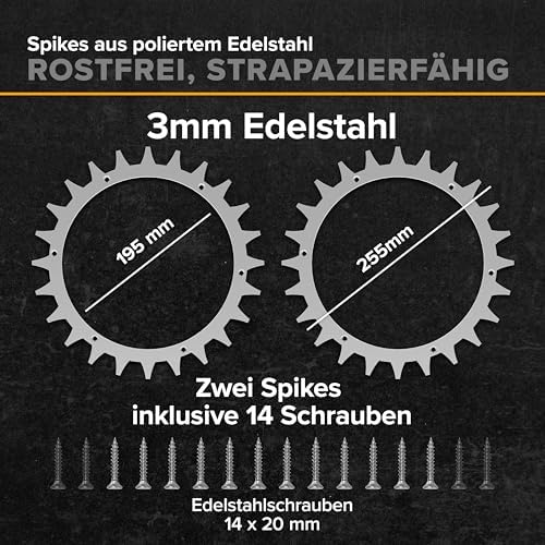Bundle für Navimow i Serie – Edelstahl Spikes ⌀255 mm 3 mm + 33 Titan Ersatzklingen + Messerteller i
