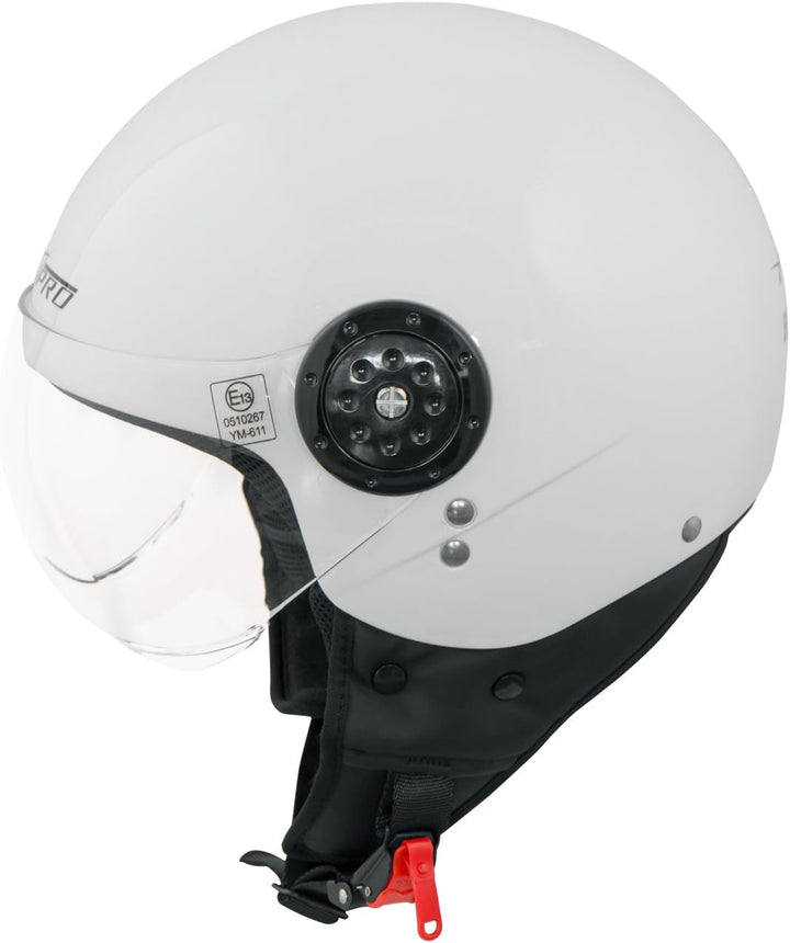 Motorradhelm Motorrad Roller Jet Demi Helm Scooter Homologiert Avio Visor Weiss XL 61 cm (XL) Weiss,