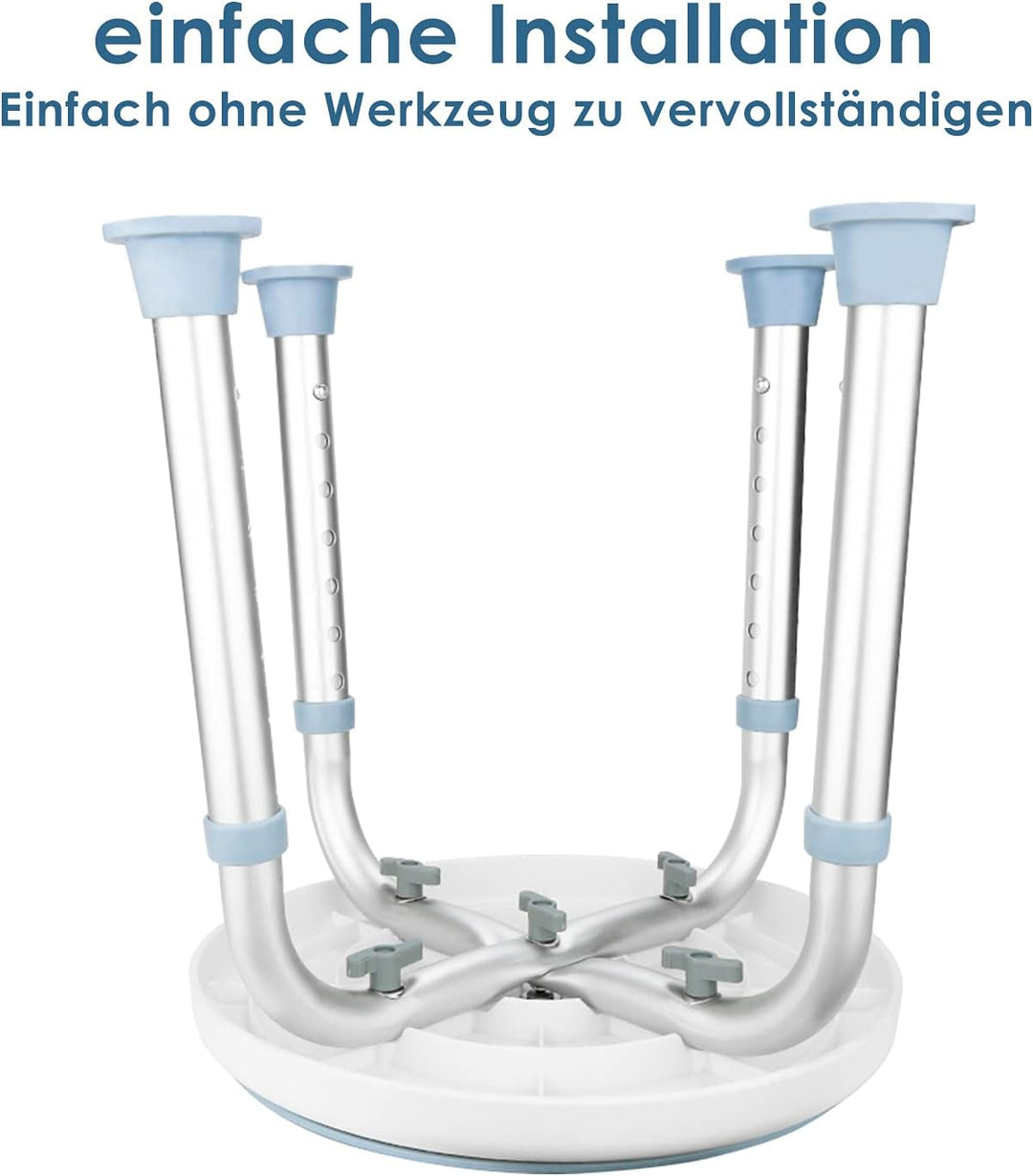 Duschhocker 360°Drehbarer Duschstuhl Badehocker Höhenverstellbar Anti-Rutsch Duschsitz Badsitz aus A