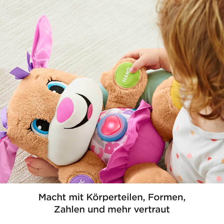 Fisher-Price Lernspass Hundefreundin, sprechendes, singendes Kuscheltier, Baby Spielzeug ab 6 Monate