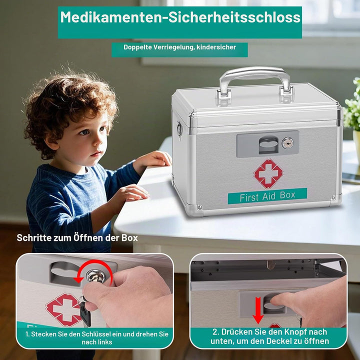 Medikamenten-Schliessfach, 34 x 19 x 21 cm Gross, Schliessfach für Medikamente, Medikamentenschloss