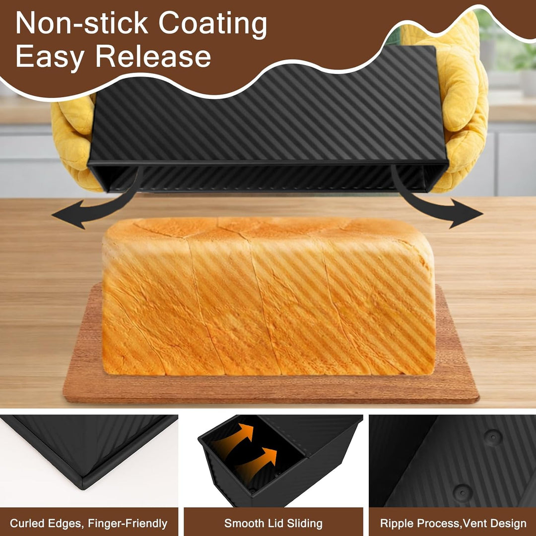 2 Grösse Brotbackform mit Deckel Toastbrot, 32×12×11 cm und 20×12×10 cm Antihaft Toastkasten, 450g u