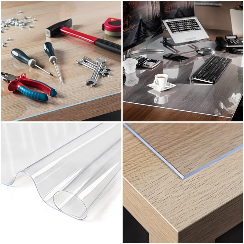 TEXMAXX® Tischfolie transparent 2mm mit abgeschrägter Kante / Tischschutz transparent versch. Grösse