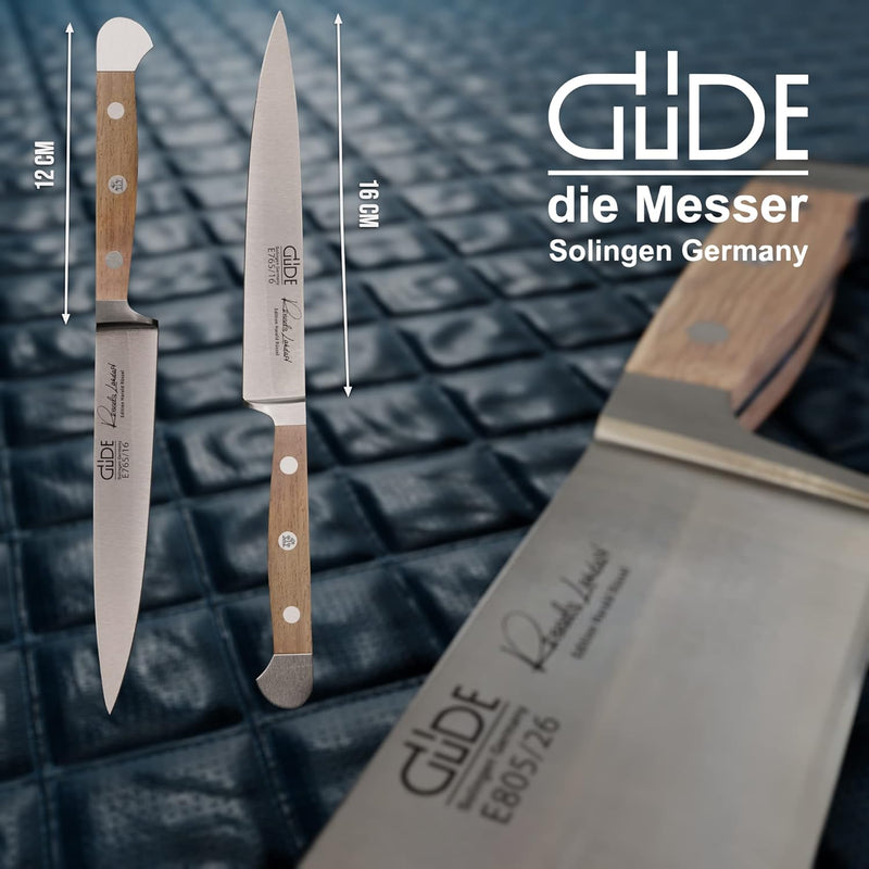 GÜDE Solingen - Zubereitungsmesser geschmiedet, 16 cm, Fasseichenholz, ALPHA-FASSEICHE, Küchenmesser