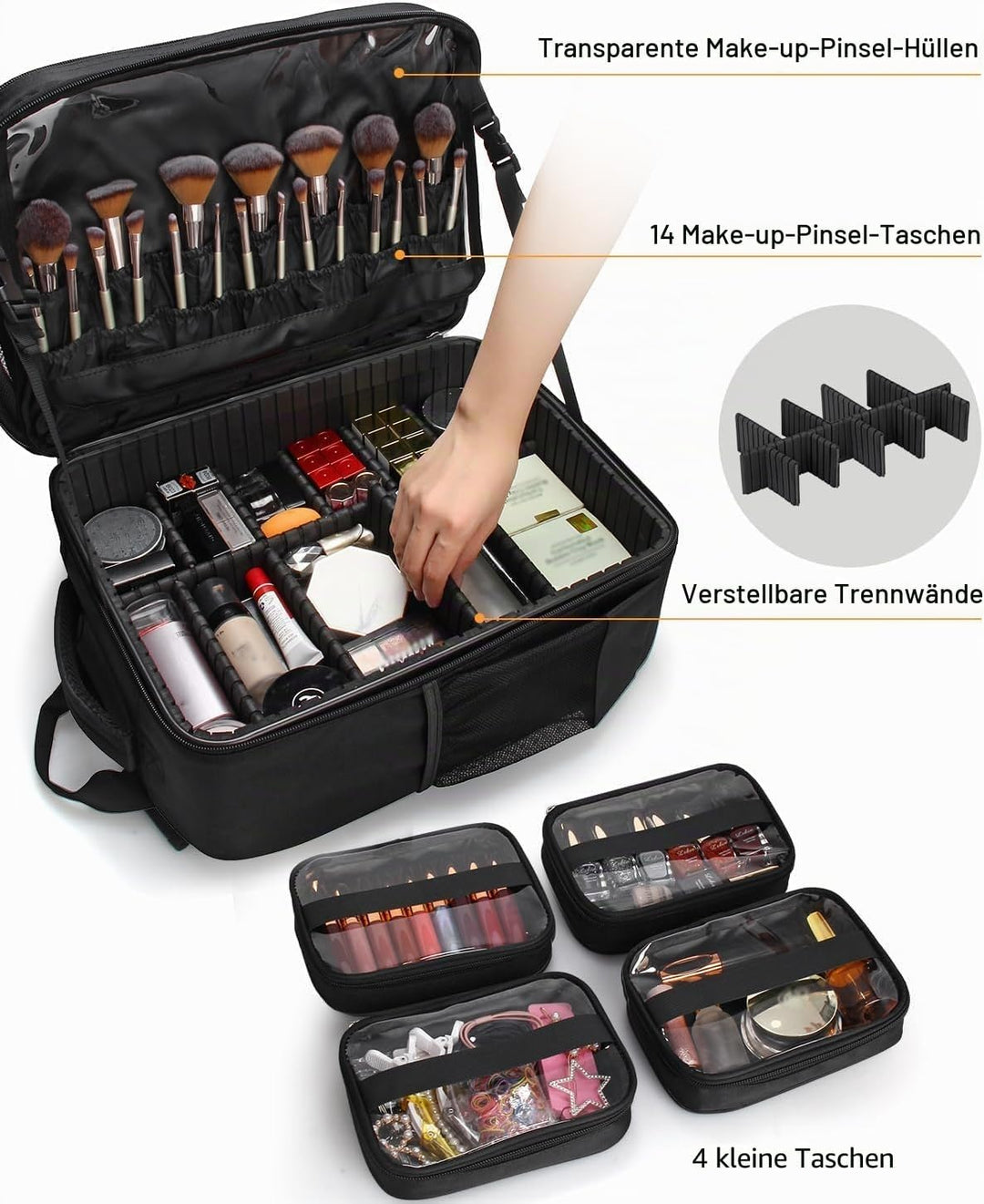 Relavel Kosmetik-Rucksack Profi Kosmetikkoffer Extra Gross Reise Kosmetik Tasche Aufbewahrungsorgani