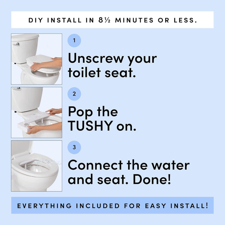 TUSHY Fresh Cool Water Bidet: Ultra Slim WC-Sitz-Aufsatz (nicht elektrisch, selbstreinigend, hygieni