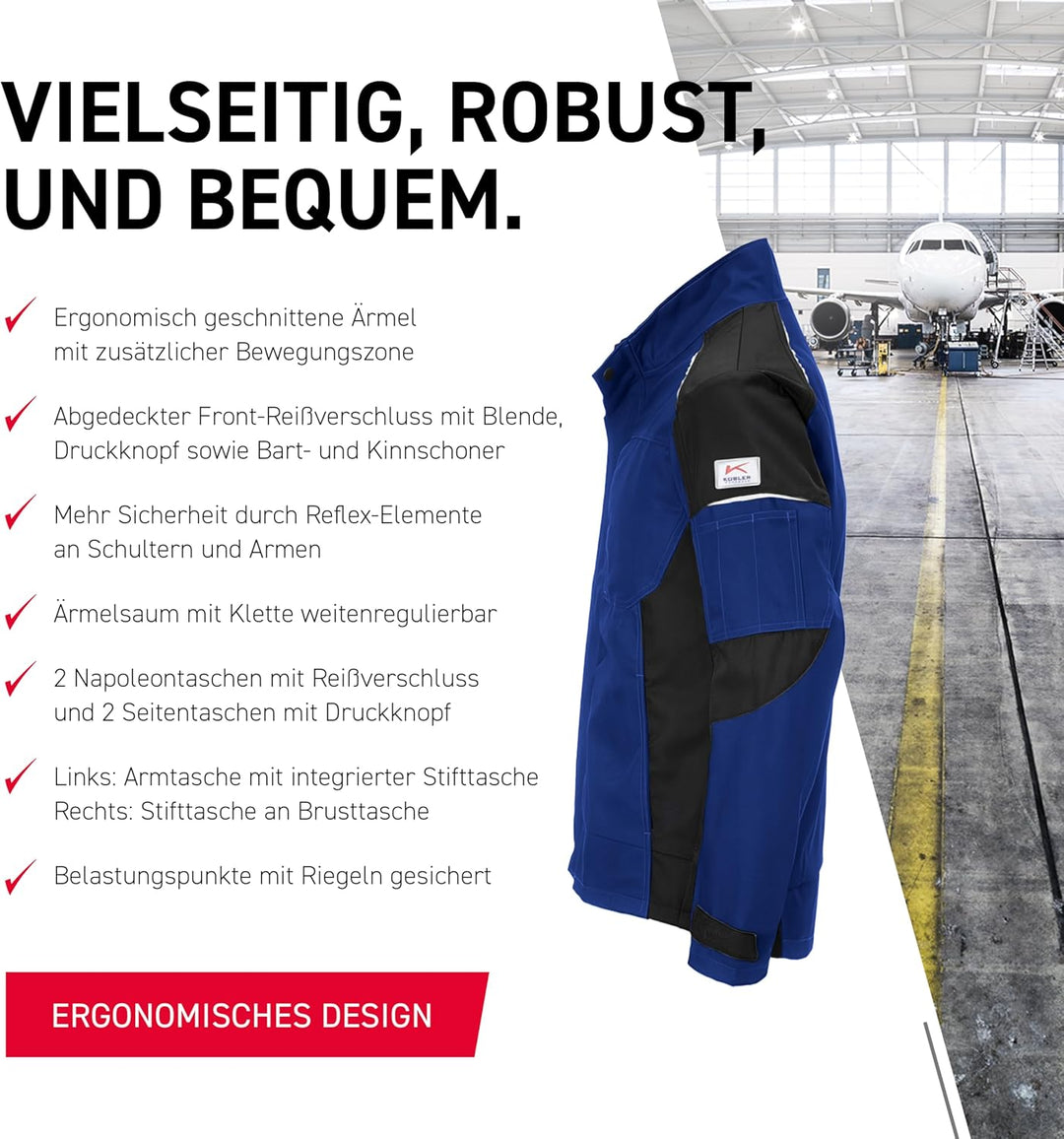 KÜBLER Workwear KÜBLER ACTIVIQ Arbeitsjacke Kornblumenblau/schwarz Kornblumenblau/schwarz XL, Kornbl