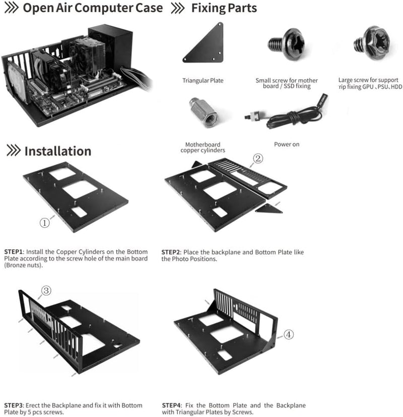 Cuifati MK 01 DIY-Gaming-Computergehäuse, Offenes Gehäusegehäuse für Motherboards, Innerhalb von 305