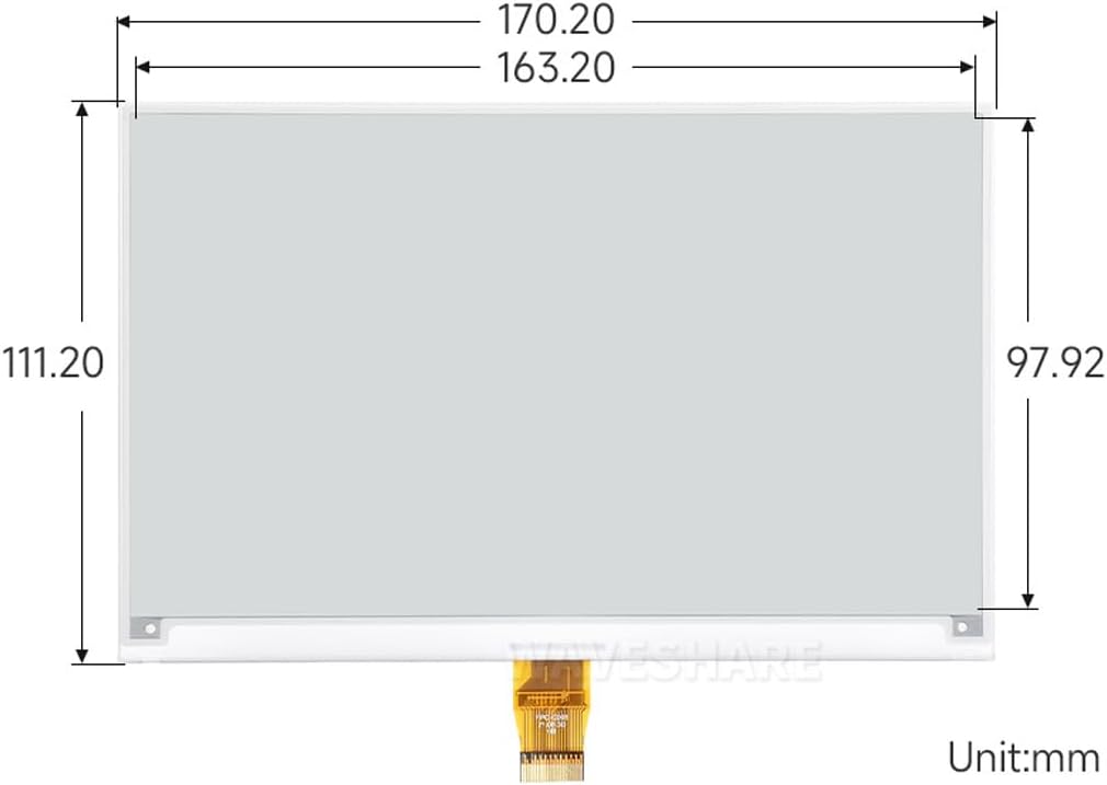 Waveshare 7.5 Inch E-Paper Raw Display Panel V2 800x480 Resolution 3.3V E-Ink Electronic Paper Scree
