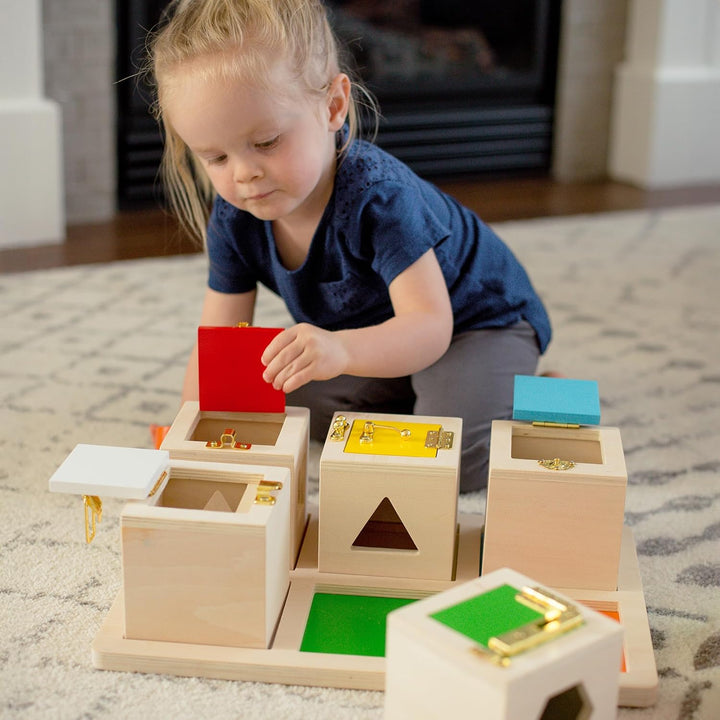 Guidecraft GDCG5058 Peekaboo Boxen Schlösser und Formen, bunt, normal