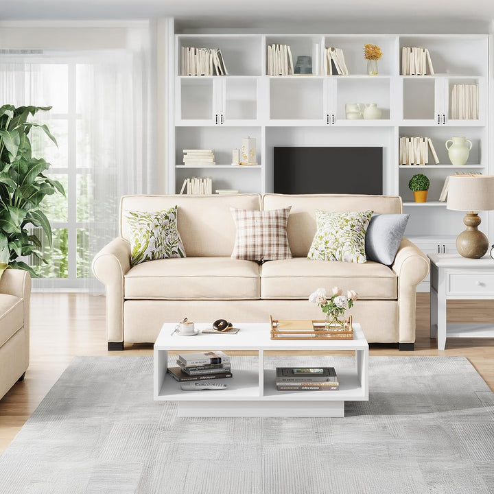 Couchtisch Weiss,Mitteltisch Teetisch für Wohnzimmer,moderner und Stilvoller Rechteckiger Kaffeetisc