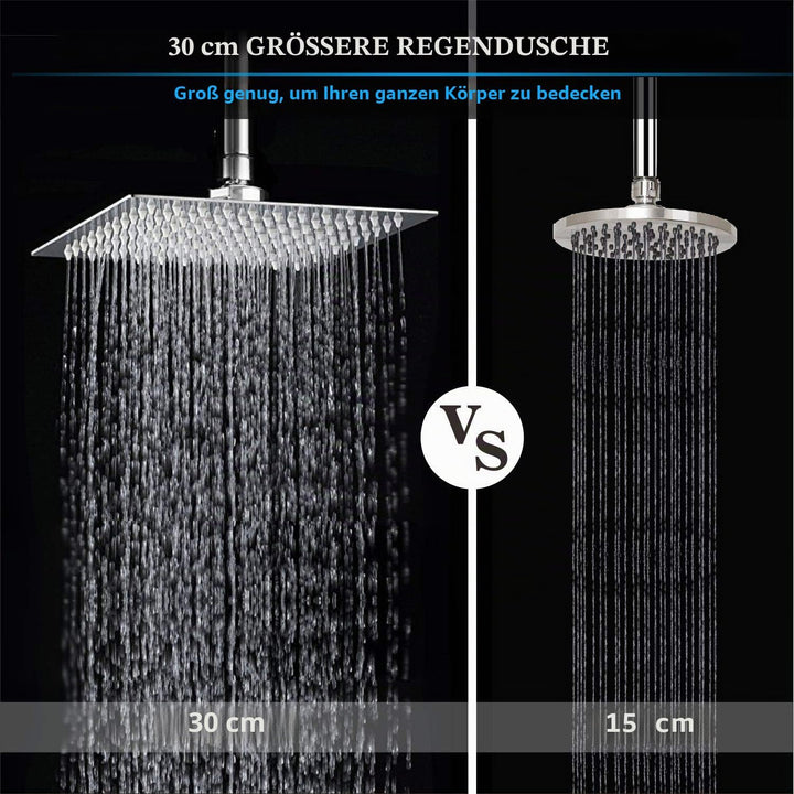 30cm Grosser Regenbrause - Markcco Quadrat Hochdruck Duschkopf aus Edelstahl 304 - komfortables Dusc