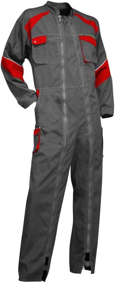 LMA Overall Rapido mit 2 Reissverschlüssen, zweifarbig, Herren, 401221 S Grau/Rot, S Grau/Rot