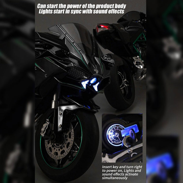 1/6 Legierung Dynamisches Motorrad Modell, Simulations Fahrrad mit Zündsystem Rauchspray, Kohlefaser
