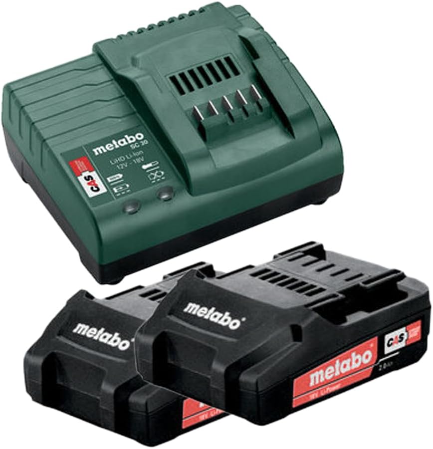 Metabo Werkzeuge 18 V Farbe Grosses Set mit Aluminium Werkzeugkoffer 2 x 2Ah Akku &amp; viel Zubehör