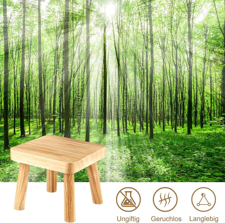 Youyijia Kleiner Holzhocker, Tritthocker für Kinder, Pflanzenständer aus Holz 25×23×21 cm, Beistellt