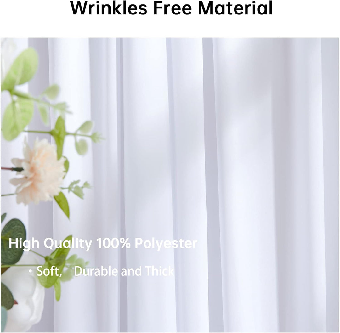 HBBMAGIC 2 Stücke 1,5×3cm Weiss Hintergrund Vorhänge für Hochzeit Party 100% Polyester Falten freie