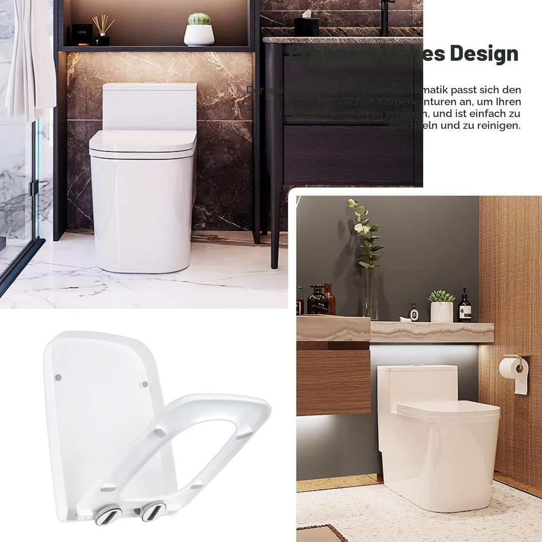 Kinsinder Quadratischer Form Toilettendeckel, WC Sitz mit Absenkautomatik, Toilettensitz Klodeckel K
