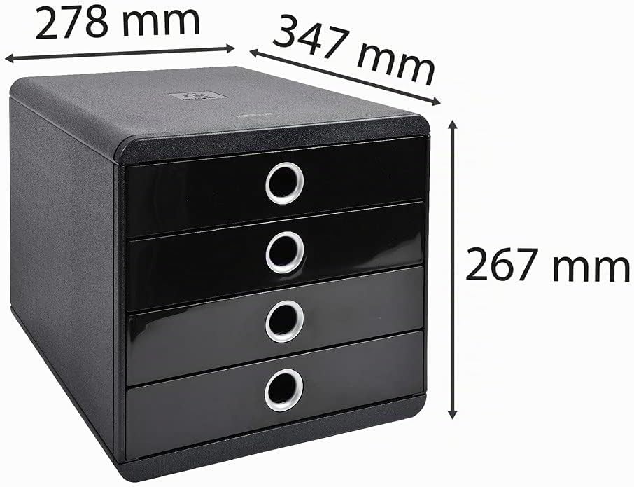 Exacompta 314438D Premium Ablagebox mit 4 Schubladen für DIN A+ Dokumente. Belastbare Schubladenbox