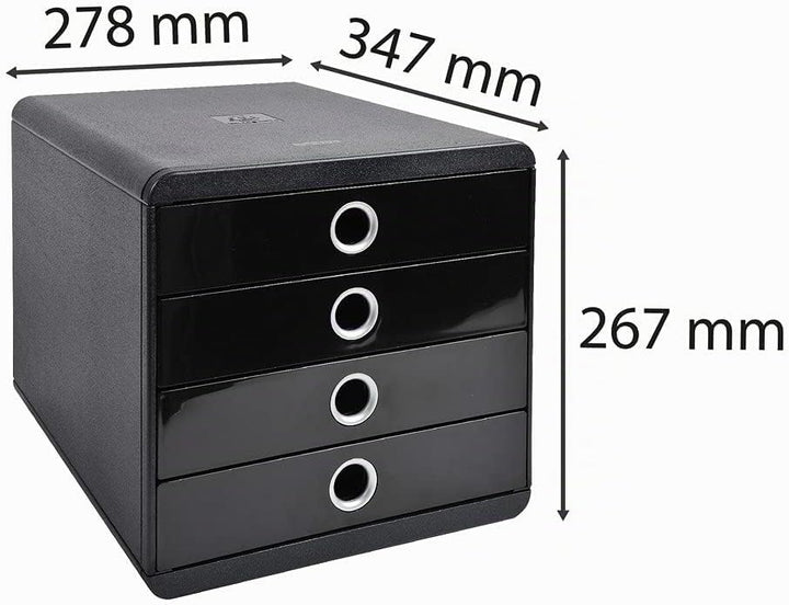 Exacompta 314438D Premium Ablagebox mit 4 Schubladen für DIN A+ Dokumente. Belastbare Schubladenbox