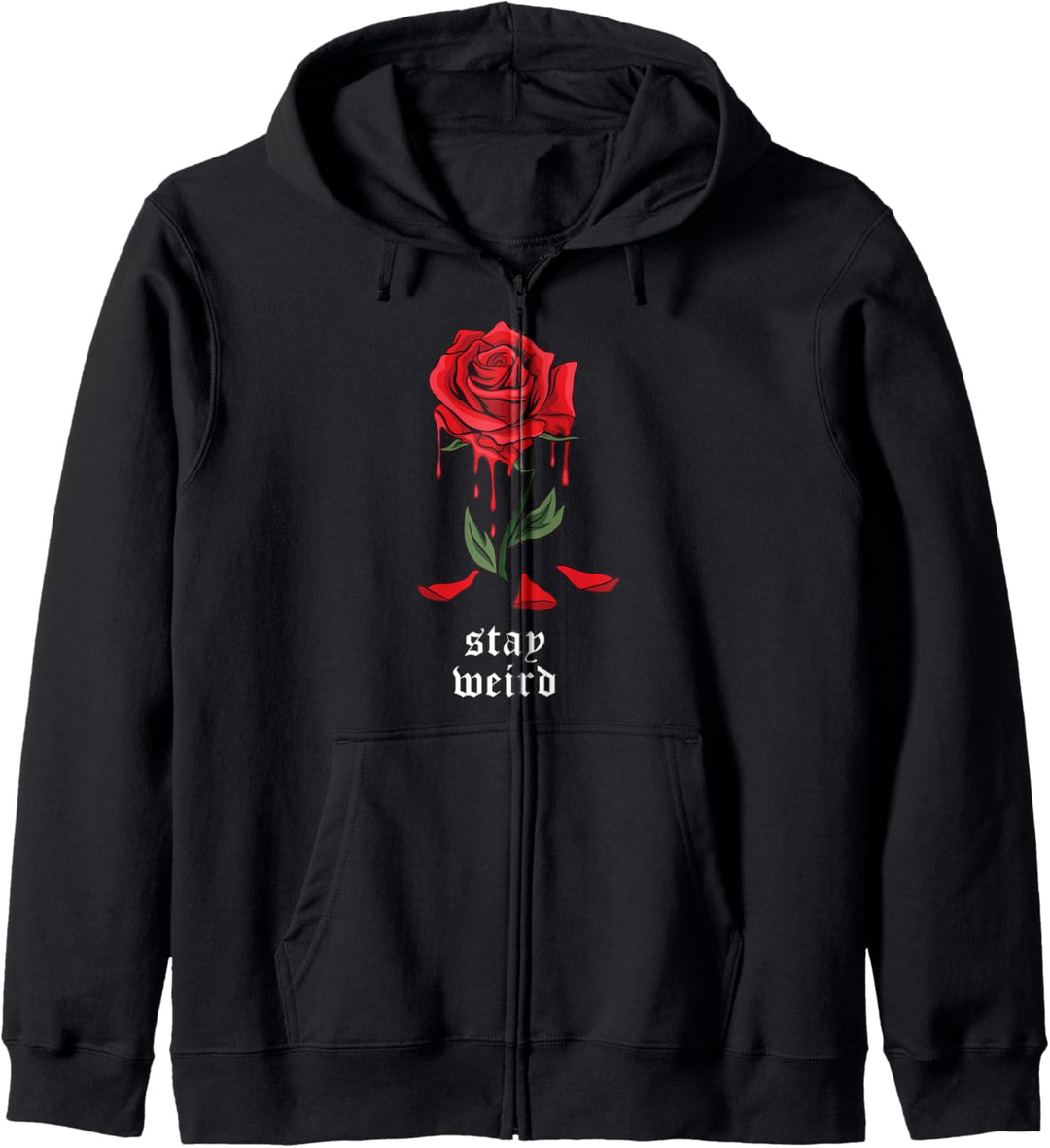 Aesthetic Red Rose Flower Sad Eboy Egirl - Stay Weird Weirdo Kapuzenjacke
