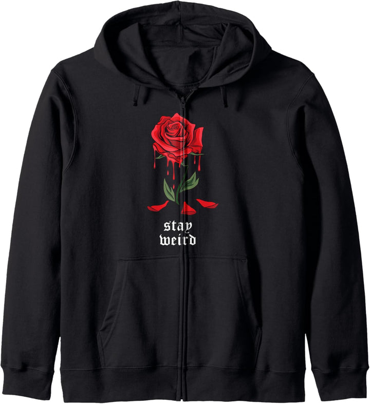 Aesthetic Red Rose Flower Sad Eboy Egirl - Stay Weird Weirdo Kapuzenjacke