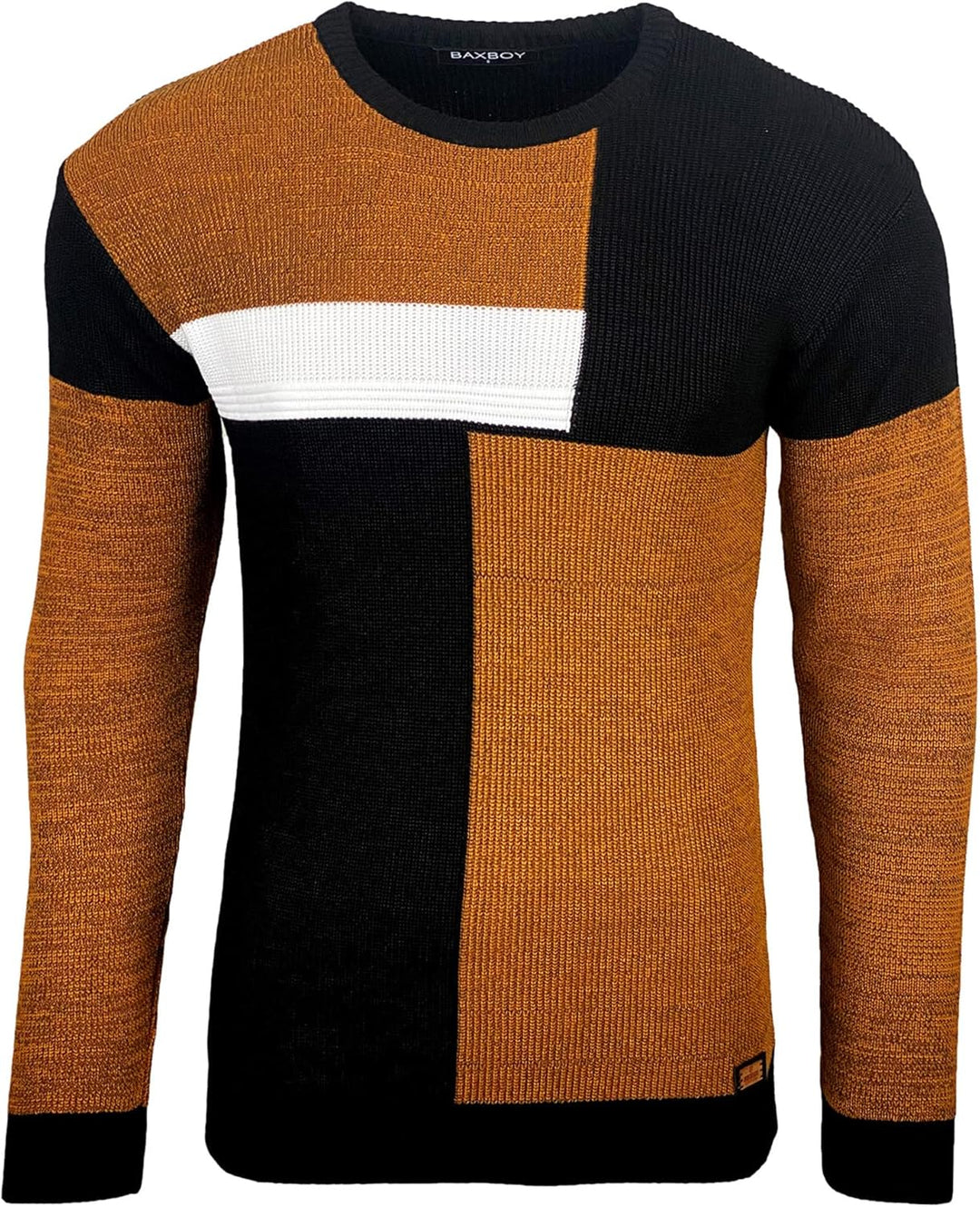 Baxboy Herren Pullover Slim Fit Rundhals Strick-Pullover Rundkragen Moderner Männer schwarzer Pulli