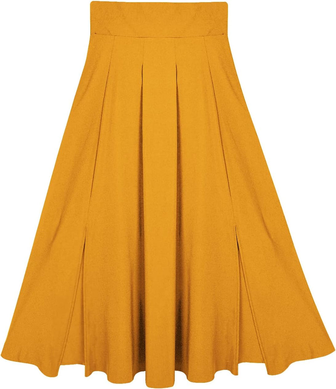 Damen High Waist Maxirock Taschen mit Seitenschlitz Langer A-Linie Rock M 0 Ingwer, L